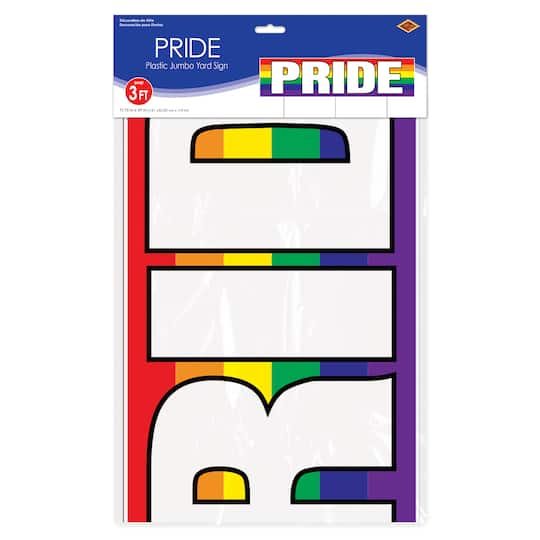 Beistle 11.75" x 47" Pride Plastic Jumbo Tri-Fold Yard Sign